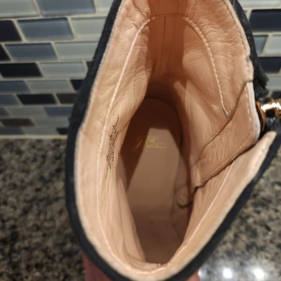 J Crew Calf Hair Fur Leopard Print Ankle Boots Sadie Pointy Toe 10 Leather - Picture 5 of 7